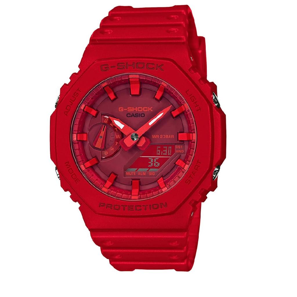 Casio Analog Quartz Red Resin Casual G-Shock GA-2100-4ADR Men's Watch, Blue,