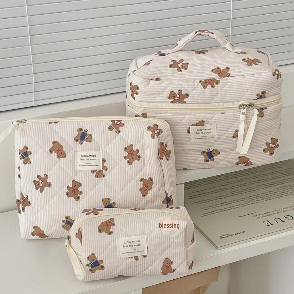 Striped Bear Cartoon Travel Cosmetic & Toiletry Bag