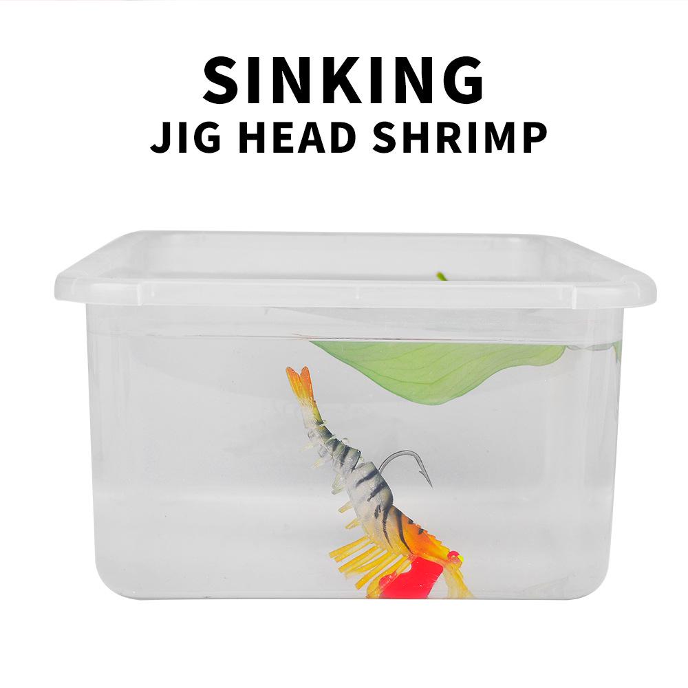 Светящаяся сегментированная приманка-креветка с джиг-головкой, мягкая пятисекционная приманка-креветка с грузилом.