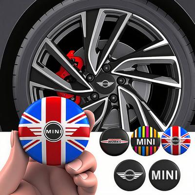4 шт. 3D металлические наклейки на центральные колпачки ступиц колес автомобиля для MINI WORKS One Cooper JCW R60 R59 R58 R57 R56 R55 R53 R52 F55 F56 F54 F57