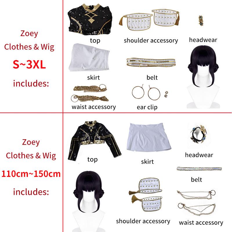 Охотники на демонов Руми Зои Мира Косплей Костюм Парик Черный Костюмы для сценических выступлений K-pop Идол Ролевая игра Наряды на Хэллоуин Карнавал