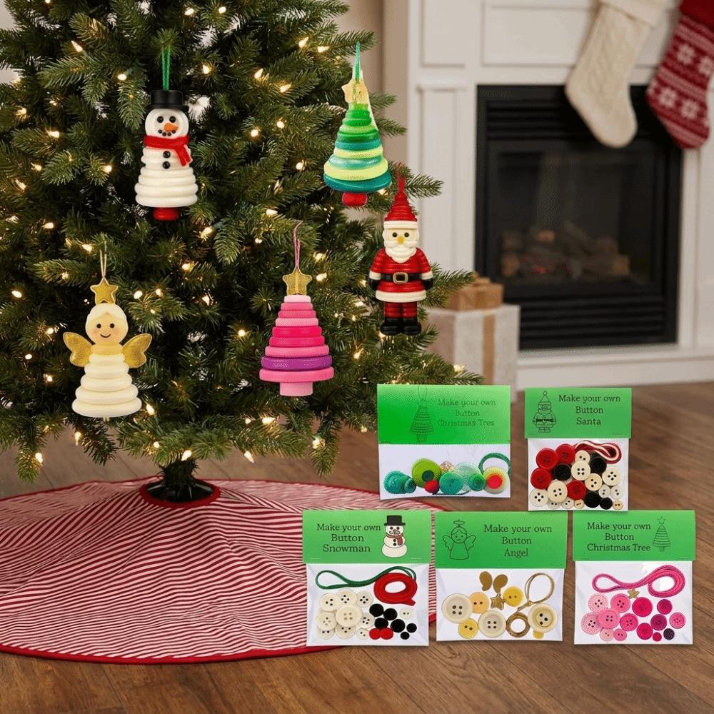 Colorful Buttons DIY Button Snowman Ornament Handmade Button Snowman Kit Christmas Trees