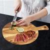 Wooden Cutting Board Acacia Wood Pizza Board with Handle Round Portable Wooden Dinner Plate Kitchen Tray