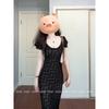 Youmeizi Stazf7 Plus Size Ladies French Pure Desire Flying Sleeve Dress Female Summer Elegance Retro Black Waist-Slimming Long Dress