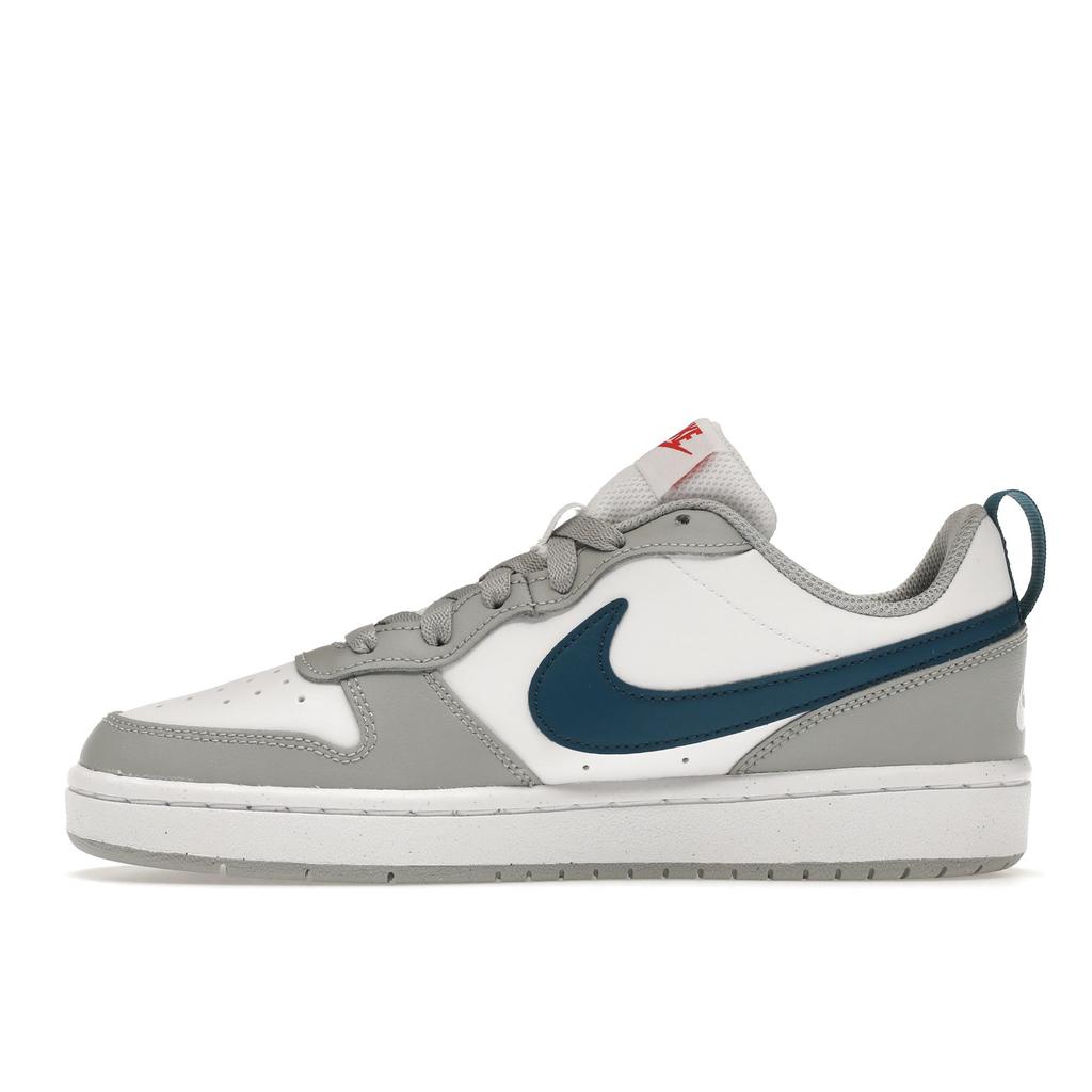 Nike Court Borough Low 2 GS White Light Smoke Grey Marina Kids Sneakers Habanero-Red BQ5448-117