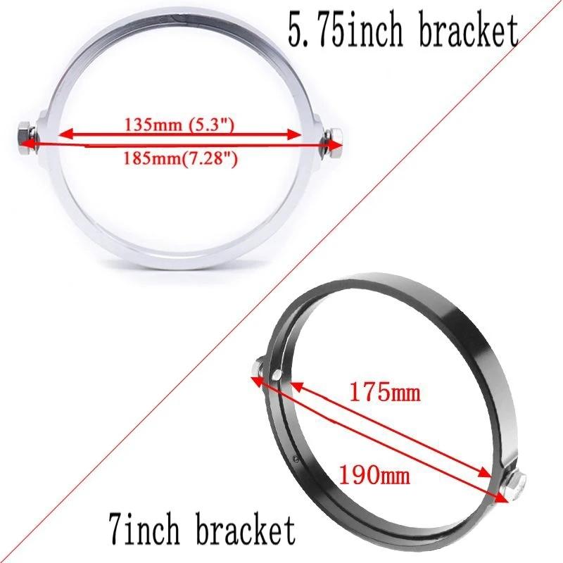 Universal 5.75 Inch Aluminum Round Headlight Housing Headlamp Trim Ring Mount Bracket Motorcycles