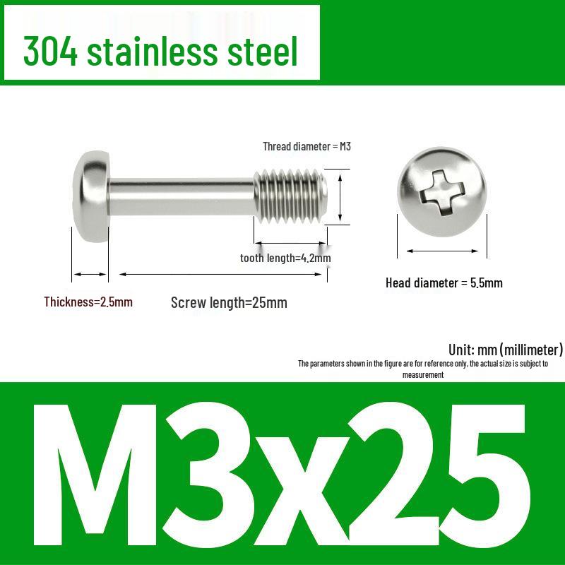 Yigu 304 Stainless Steel Phillips Round Head Captive Screws - M2/M3/M4 Half Thread Pan Head Machine Screws