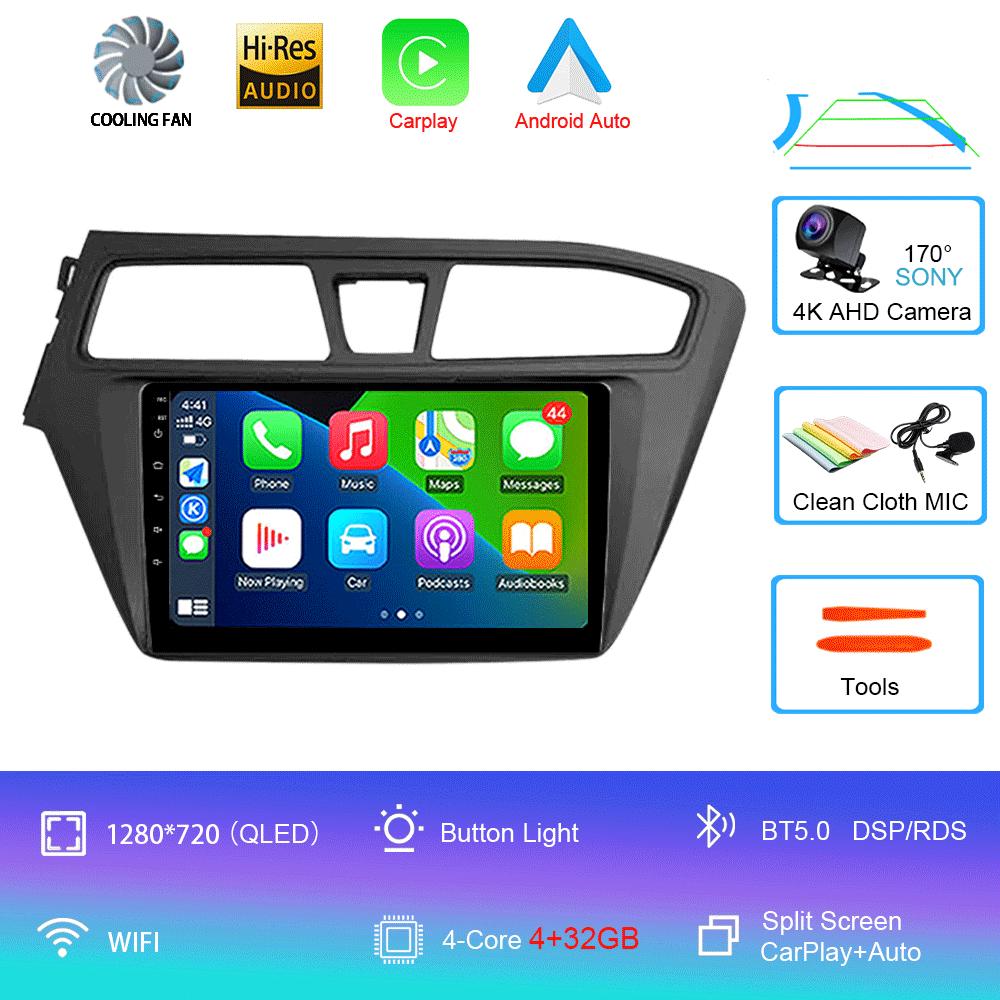 Android 14 WIFI+4G Автомагнитола для Hyundai I20 LHD 2015 2016 2017 2018 Стерео GPS Carplay Auto Мультимедийный Видеоплеер 360 Камера