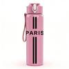 1PC Paris Double Line Minimalist 750ml Color Plastic Sports Water Bottle Leakproof Flip Straw Lid Suitable for Sports Office Home Use
