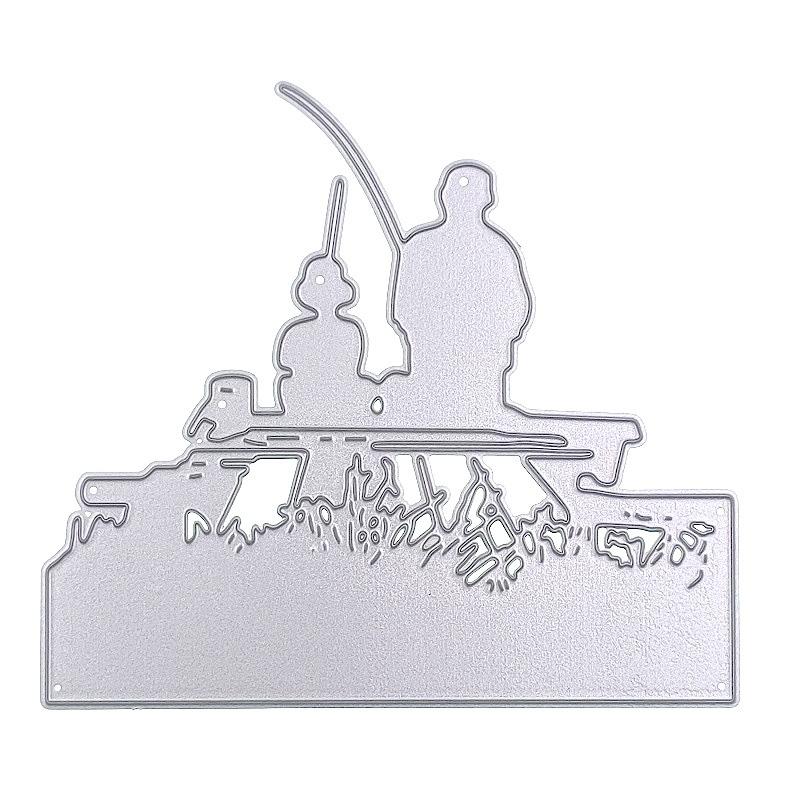 Кемпинг отец и сын, рыбалка у реки, металлические штампы, ремесленное тиснение, штампы для скрапбукинга для изготовления карт, декор