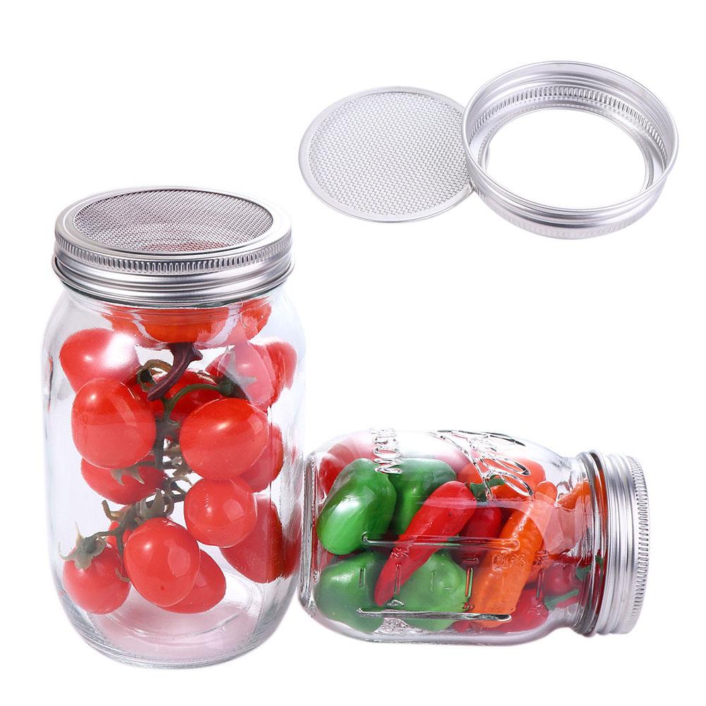 16/32oz Organic Stainless Steel Wide Mouth Mason Jars Sprouting Jar Kit Germination Cover Sprouter