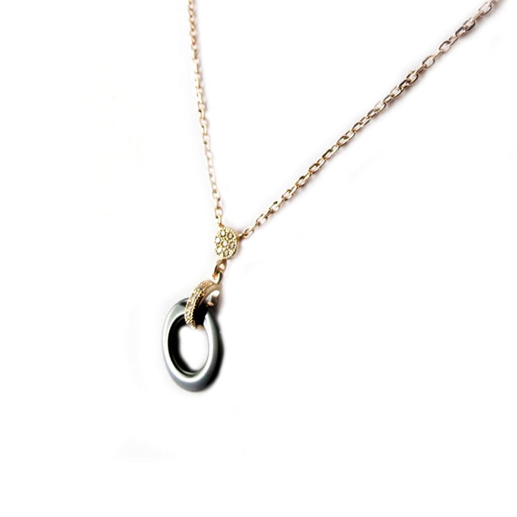 Les Trésors De Lily [L3894] - Позолоченное колье 'Sissi' черное (керамика) розовое - 12 мм