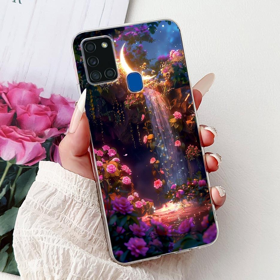 For Samsung Galaxy A21S Case SM-A217F Cute Lucky Koi Painted Cover Soft Slim Phone Case For Samsung A21s A217F Back Cover Bumper