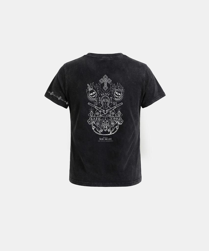 BADBLOOD Peace Not War Print 1/2 T-Shirt - Black