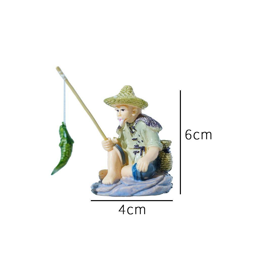 DIY Old Man Fishing Ornament Aquascape Decorative Fish Tank Decoration Rockery Landscape Ornaments