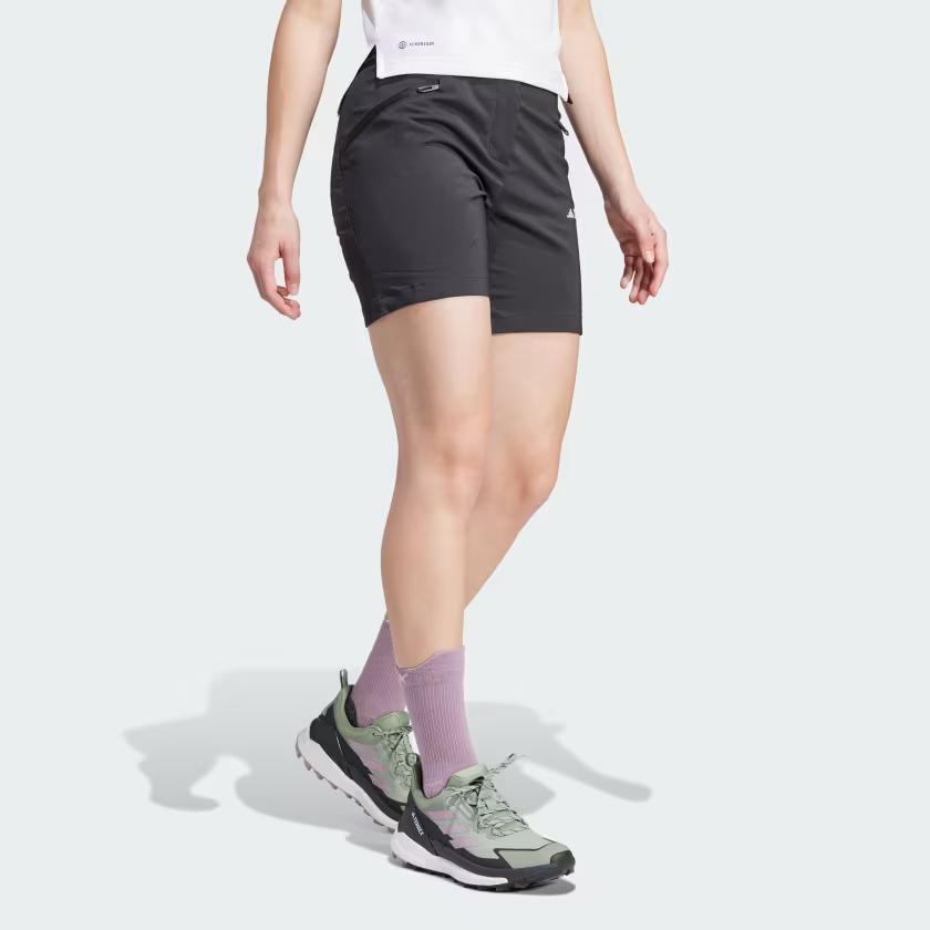 adidas Terrex Xperior Средние Шорты Однотонные Логотип Прямой Крой Спортивные Шорты Женские Шорты Черные IP4832