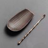 Alloy Bamboo Weaving Shape Tea Shovel Spoons Set Handmade Dustpan Shape Tea Trays Teaspoon Separator Vessel Teaware Accessories