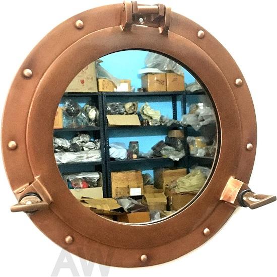 Handmade Aluminum Copper Antique Wall Mirror Porthole Nautical Ship Wall