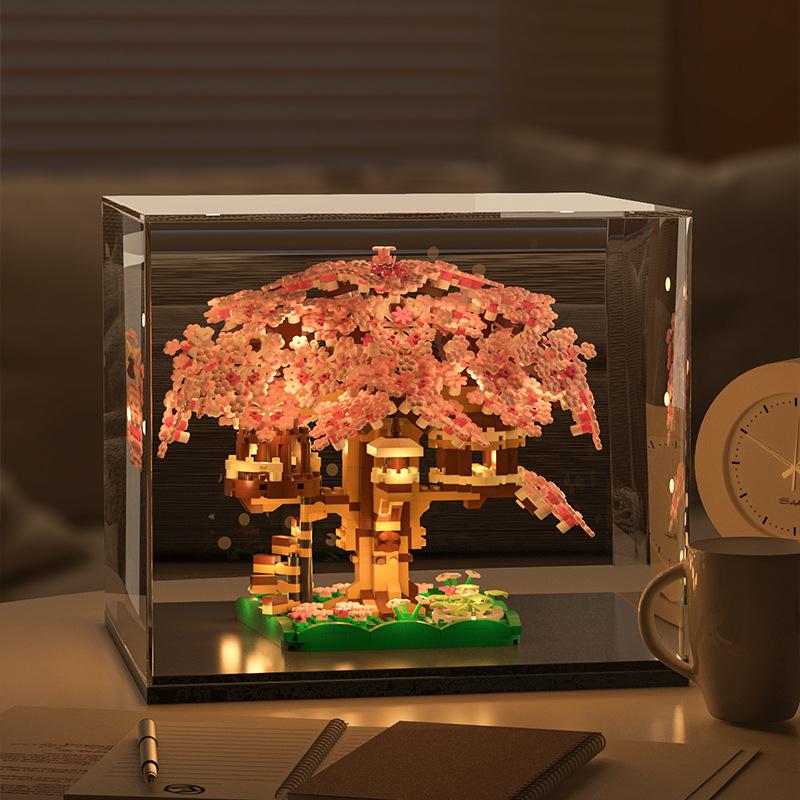 Lego-Compatible Cherry Blossom Tree Building Set - Educational Toy for Kids