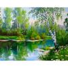 Алмазная картина Вышивка крестом Лес Весенний пейзаж Алмазная вышивка Природное озеро