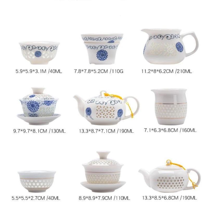 Porcelain Hollow Beehive Gaiwan Tea Set – Elegant Chinese Kung Fu Tea Cup with Lid