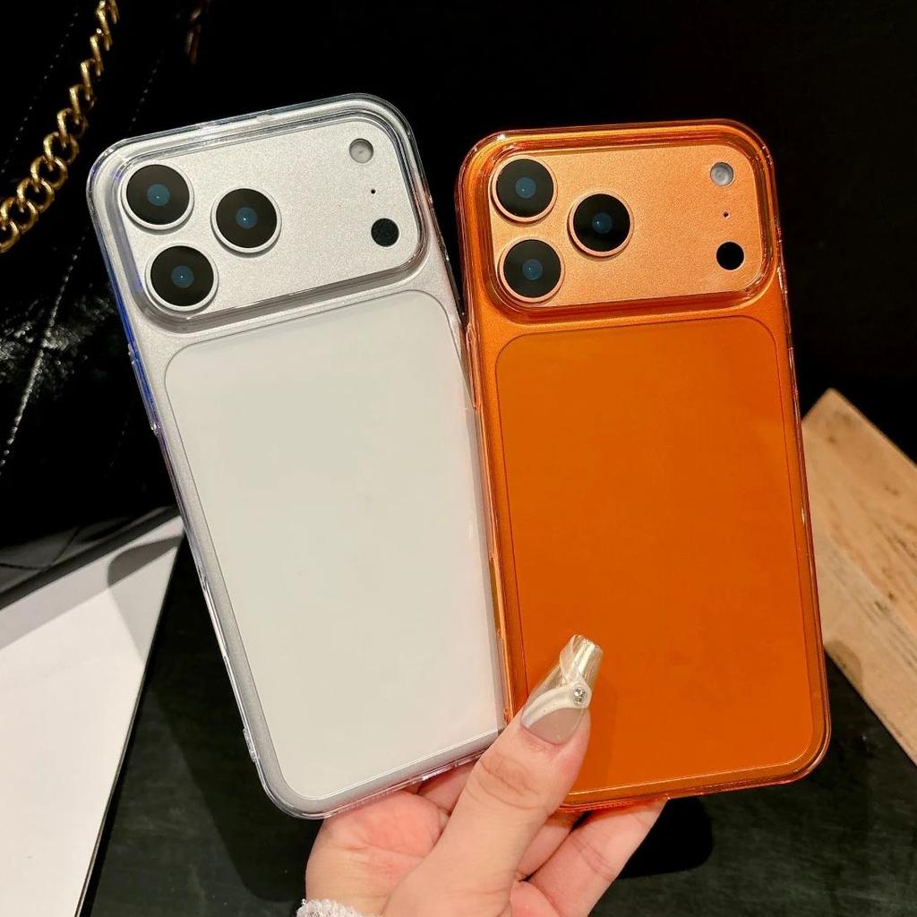 Ultra Thin HD Clear Hard PC Orange Color Phone Case For For Iphone 17 Pro Max Slim Transparent Solid Color Shockproof Armor Cover