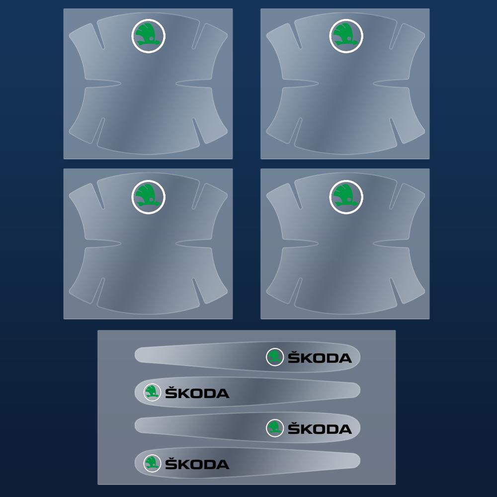NADH5 8PCS Car Door Handle Cup Protector Stickers Protection Film Accessories For Skoda VRS Fabia Rapid Superb Octavia Kodiaq Scala A5