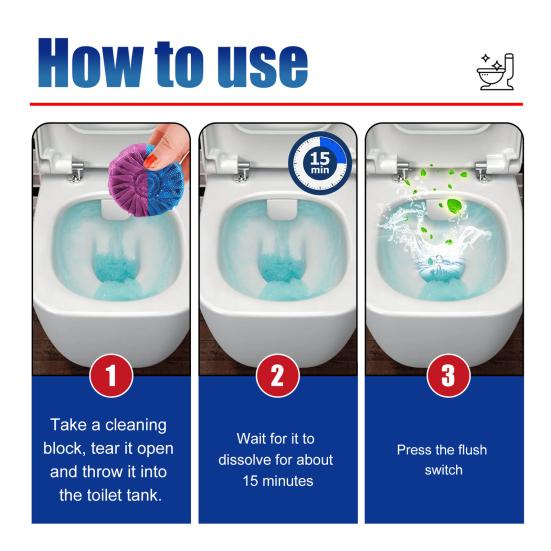 4 шт., автоматические таблетки для чистки унитаза, быстродействующие, быстрорастворимые, долговечные блоки для чистки бачка унитаза для ванной комнаты