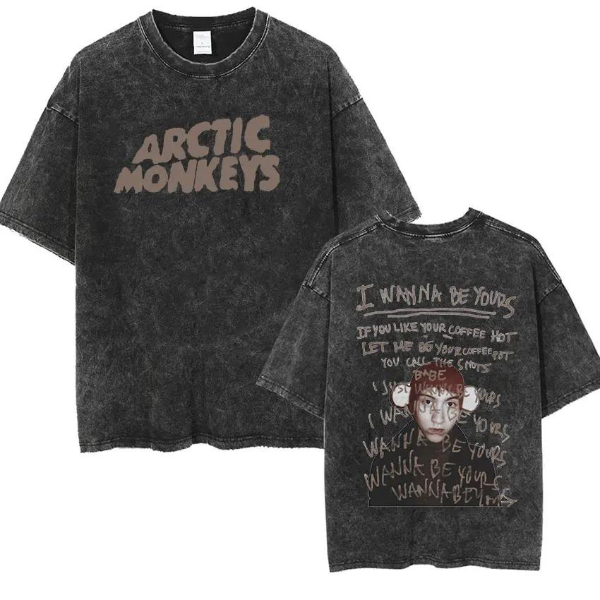 Couple Vintage Washed Oversized Short Sleeve T Shirt Y2k Hip Hop Streetwear Retro Rock Arctic Monkeys Music Album Graphic Tees