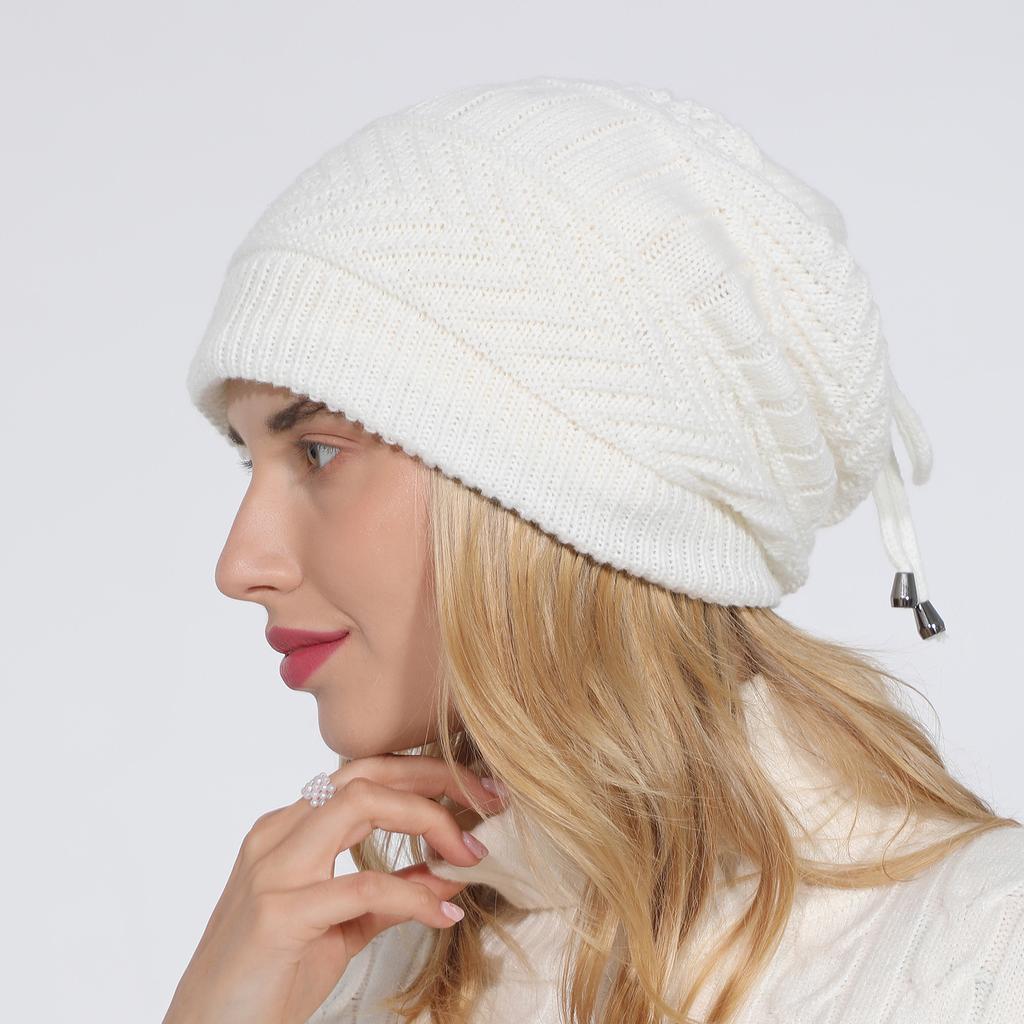 Hat Neck 2-Use Hoodie Autumn/Winter New Women's Velvet Warm and Cold Proof Knitted Ear Protection Hat