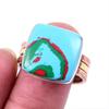 Natural Rainbow Calsilica Gemstone 925 Solid Silver Two Tone Ring Size 9US y8l20