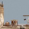 Light gray and blue dots wallpaper for living room and bedroom 50x1000