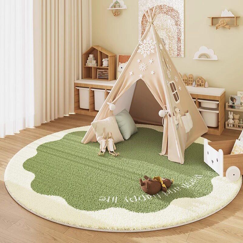 Faux Cashmere Round Rug Soft Fluffy Non-Slip Machine Washable Carpet Cozy Plush Mat for Kids Room Living Room