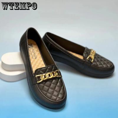 Женские водонепроницаемые нескользящие мягкие толстые рабочие туфли на плоском каблуке из ПВХ, большие размеры, однотонные повседневные туфли с цепочкой