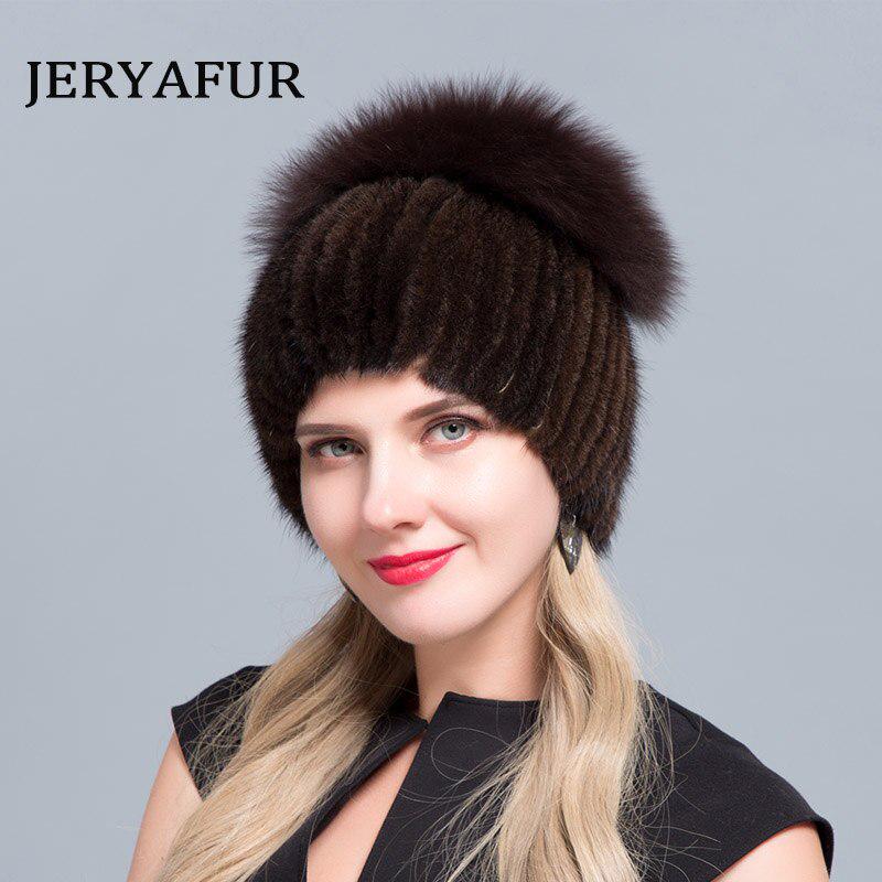 JERYAFUR Соломенная шляпа из меха кролика рекс, повседневная шапка ручной работы, женская зимняя меховая шапка из норки, лисы, мягкие теплые шапки ручной работы