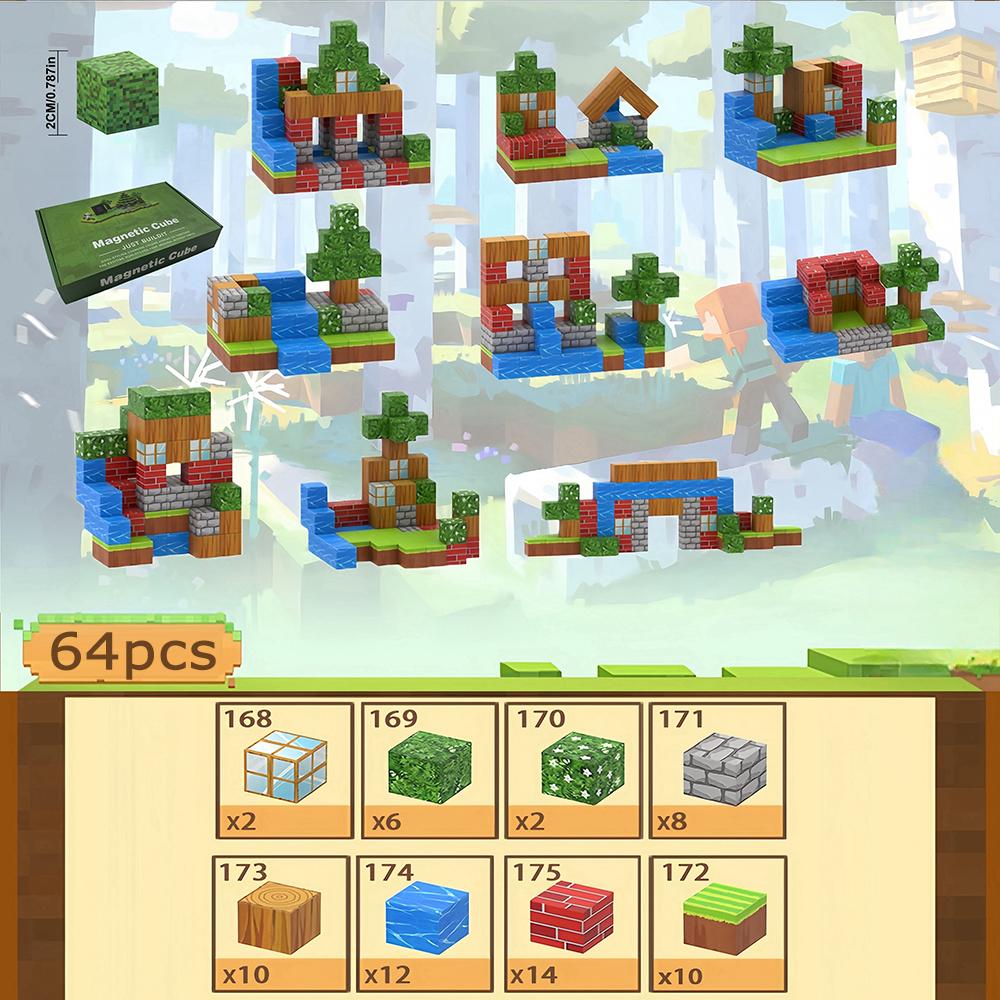 Строительные блоки Магнитная игрушка шахта DIY игровая сцена Собранный магнитный архитектурный набор детская головоломка образовательная модель подарок