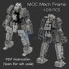 109 PCS Mech Frame Action Figure Model Building Blocks Kit Creative Mechanical Robot MOC Assembly Parts Bricks Kid Toy Idea Gift