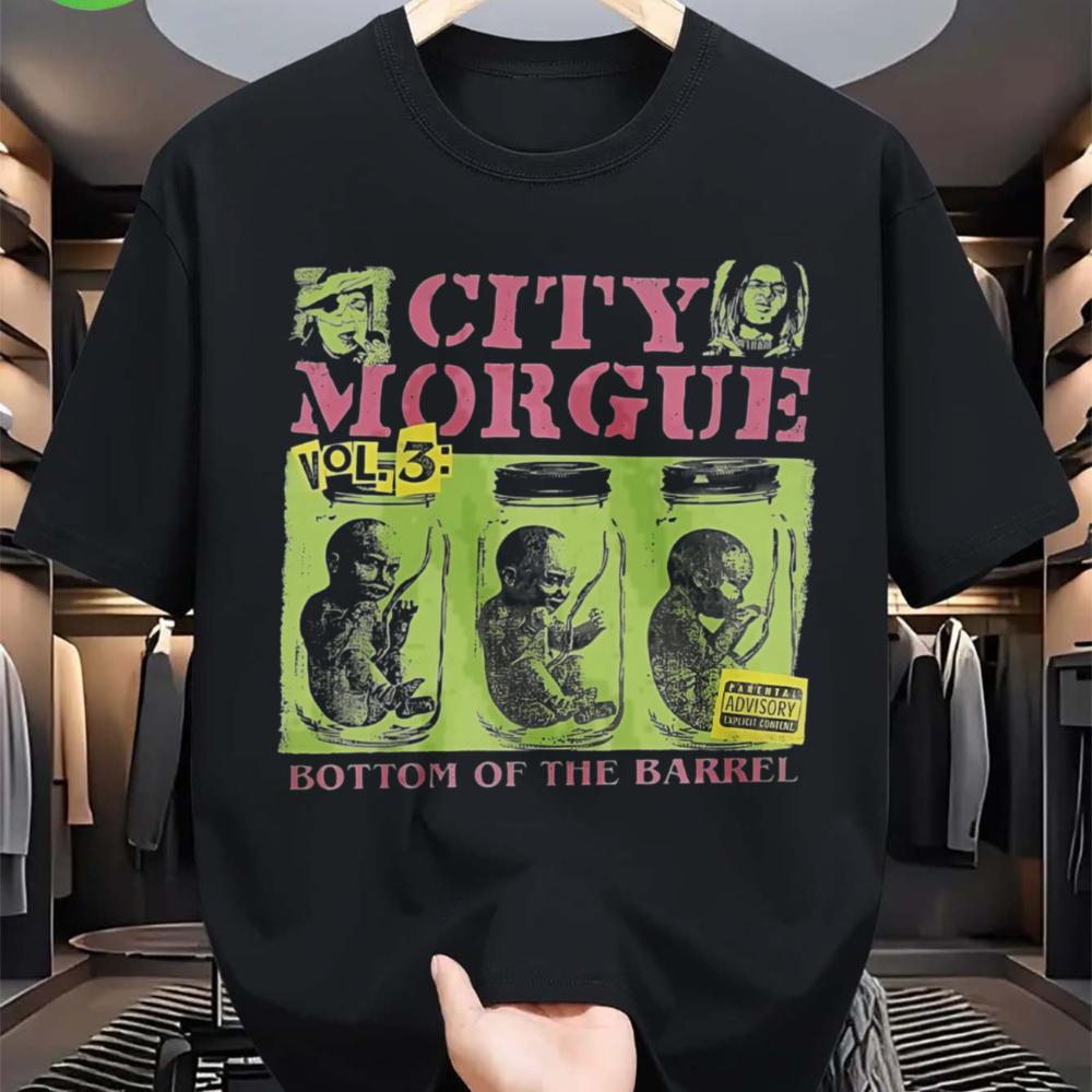 Мужская ретро-футболка с готическим хоррор-принтом City Morgue Volume 3 Bottom of The Barrel Свободный крой Плотная
