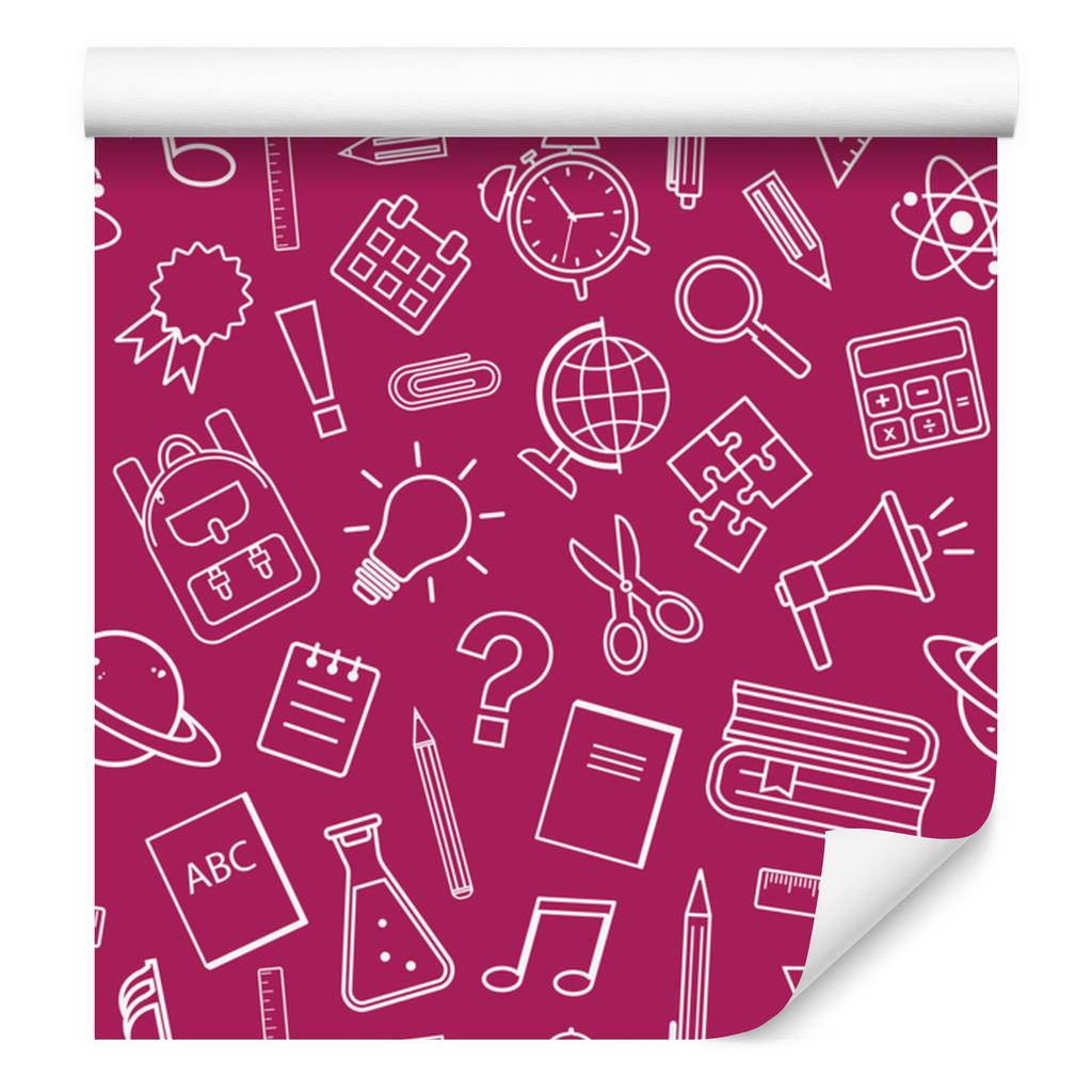 Wallpaper School Supplies Purple for Living Room and Bedroom 50x1000