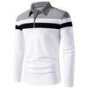 Men's Long Sleeve Zip-Up Polo Shirt Fashion Spring and Autumn Color Block Zippered Decor Polyester Daily Casual Wear