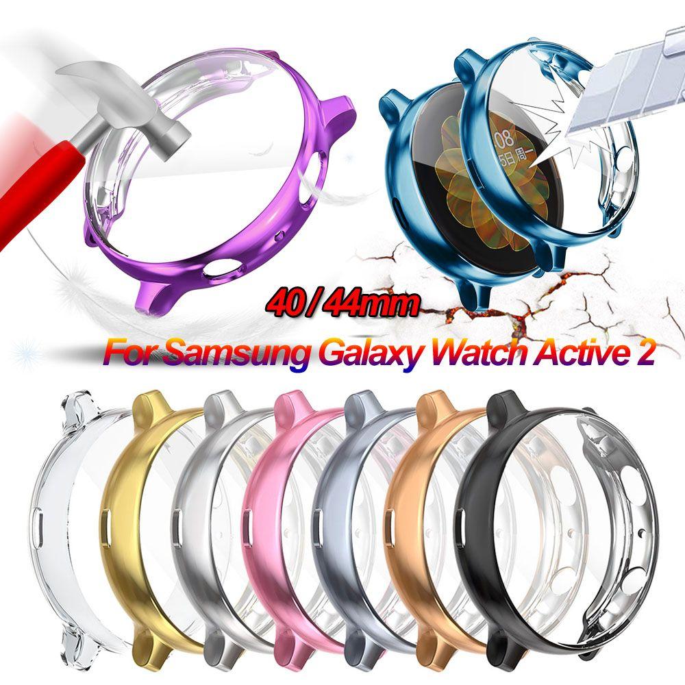 Slim 40mm 44mm Soft Screen Protector Electroplate TPU Watch Case For Samsung Galaxy Watch Active 2