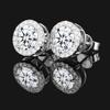 Sterling Silver Stud Earrings Classic Women Round Disc Tiny Cubic Zircon Around 1.2CT Moissanite Earings Fine Jewelry Trendy