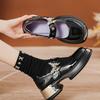 Metal Decoration Mid Heel Mary Janes Square Heel Round Toe Female Shoes On Sale  Brand Slip-on Spring/Autumn Solid Pumps