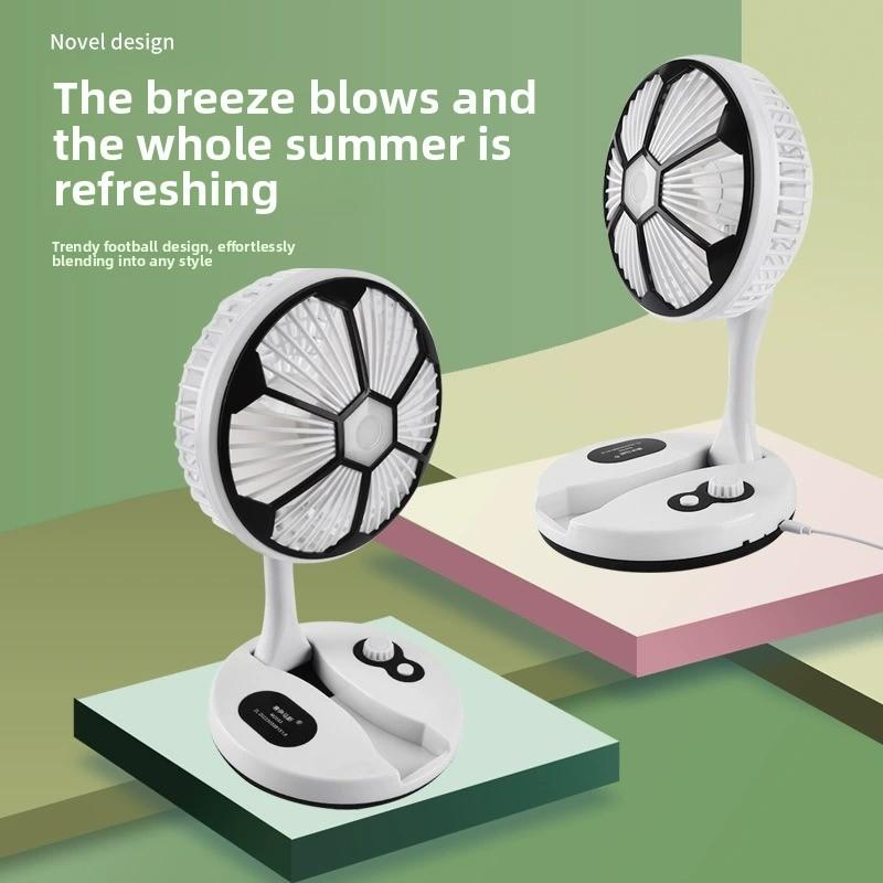 Ventilador plegable portátil USB recargable con luz nocturna para escritorio y viajes