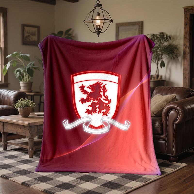 Middlesbrough Football Print Flannel Blanket Soft Warm Sofa Bed Throw Blanket For Home Office Bedroom