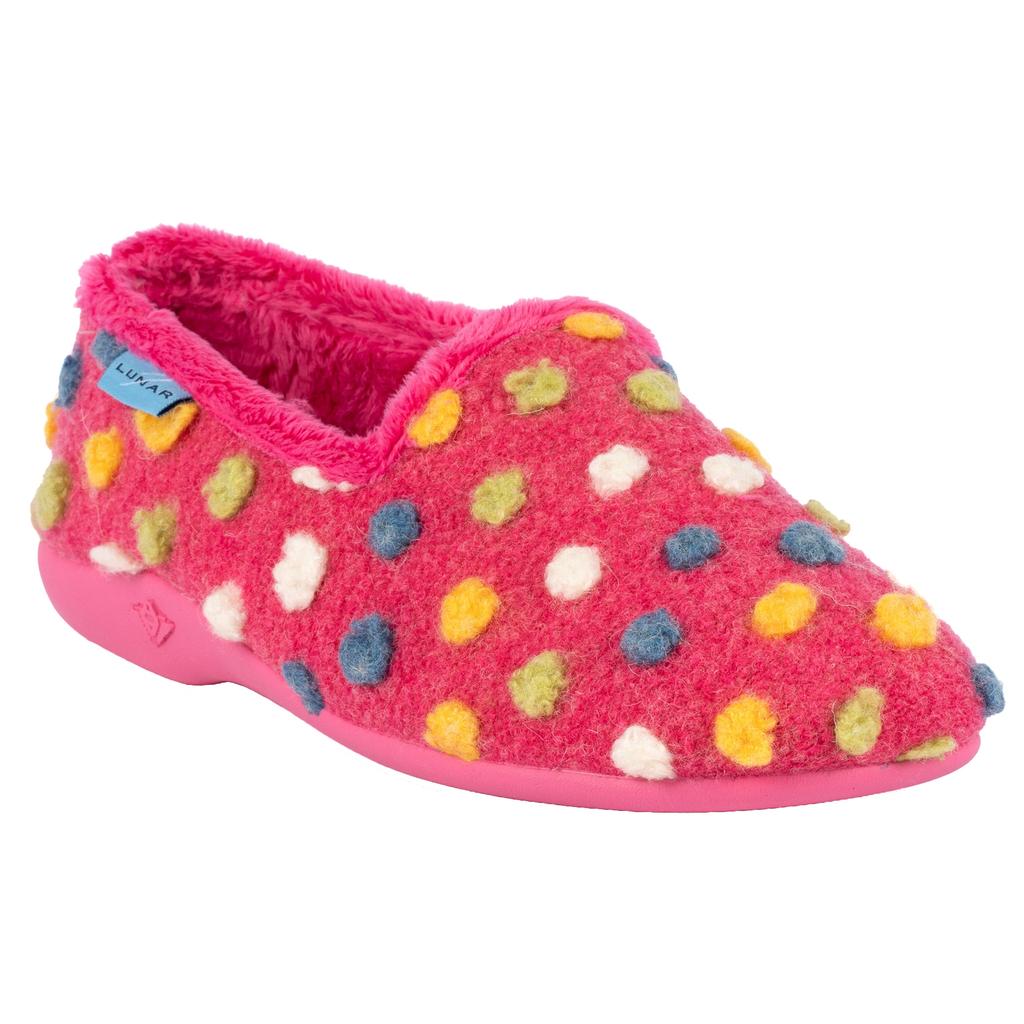 Lunar Womens/Ladies Helix Polka Dot Slippers
