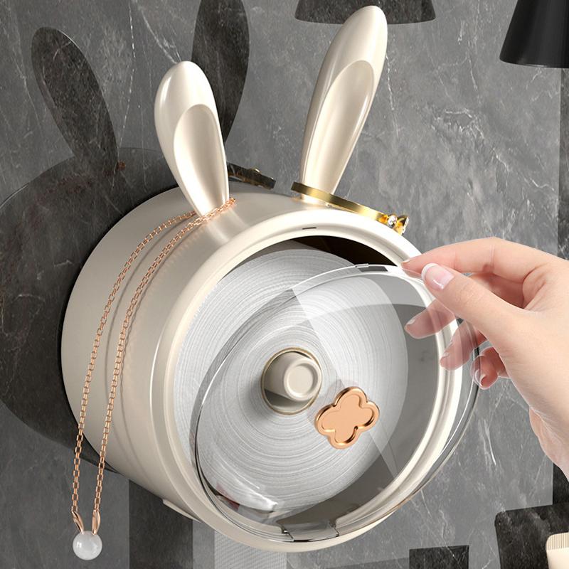 Настенная коробка для салфеток Cute Rabbit Home Bathroom Водонепроницаемая коробка для рулонов туалетной бумаги без отверстий Коробка для хранения рулонов туалетной бумаги 1 шт.