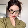 The Same Large-Frame Plain Anti-Blue Glasses Are Fashionable, Simple And Lightweight Glasses Frame, Retro Cat Eye Flat Glasses For Women