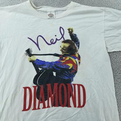 Винтажная концертная футболка Нила Даймонда 1993 года Мужская L/XL Белая Тур 90-е Футболка