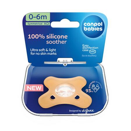 CANPOL 24/001 Pacifier 100% silicone 0-6m symmetrical 1 pc. orange